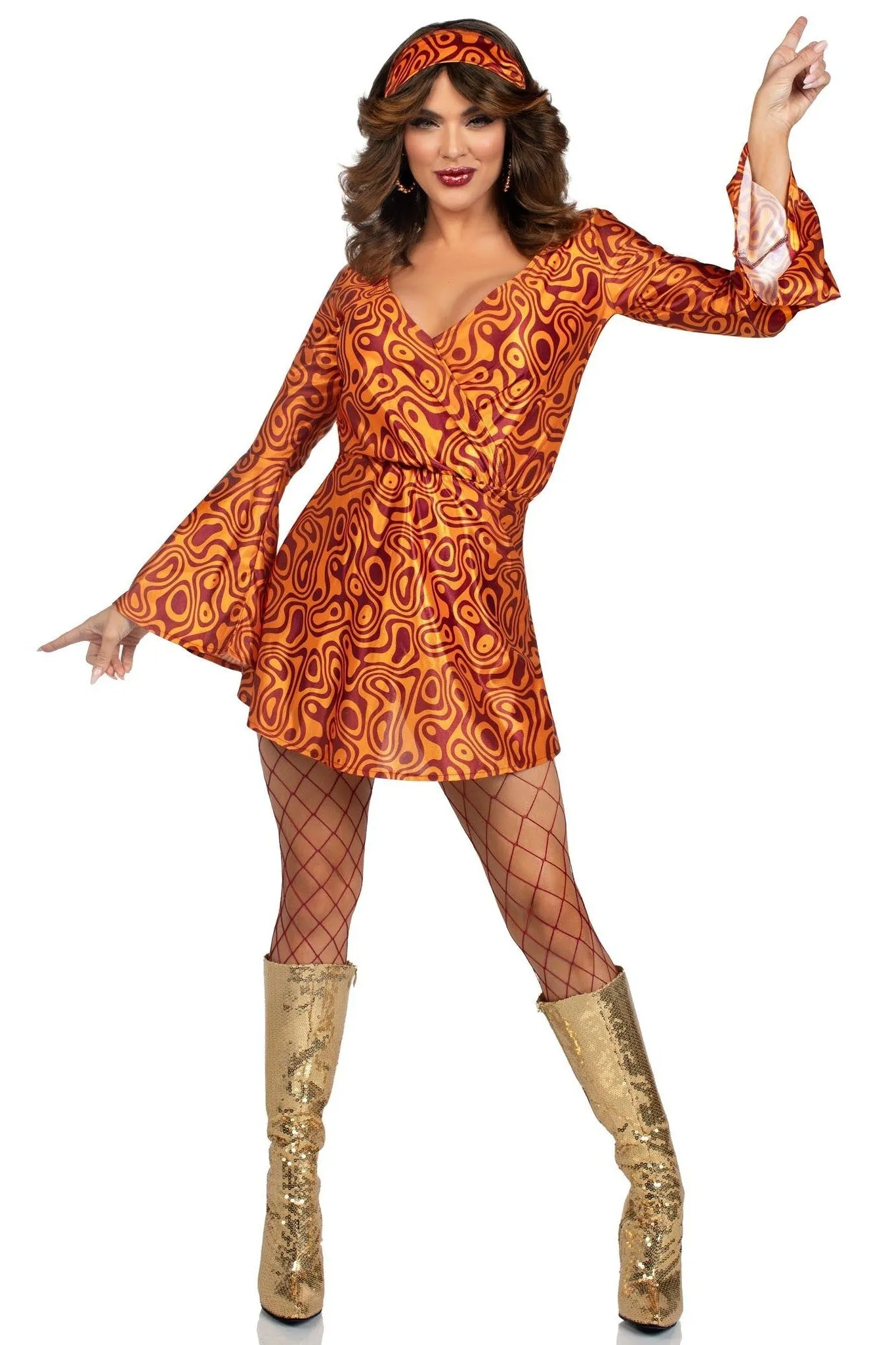 2 Piece Disco Doll, Includes Bell Sleeved Dress And Head Scarf