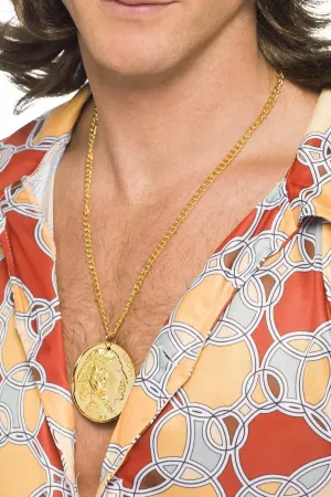 70s Gold Disco Medallion on Chain