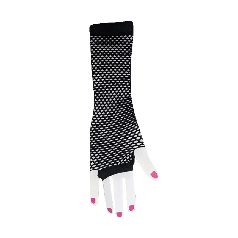 80s Black Fishnet Gloves