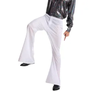 Adult White Disco Flare Pants