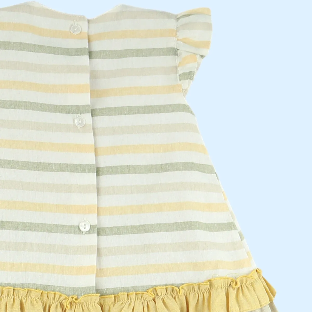 Baby Ferr Baby Girls Lemon and Sage Stripe Dress