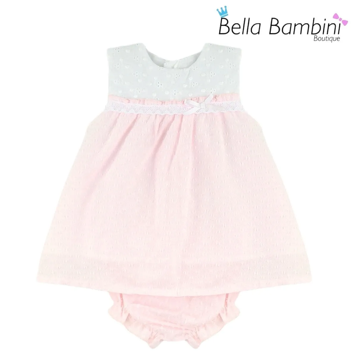 Baby Ferr Baby Girls Pink and White Dress