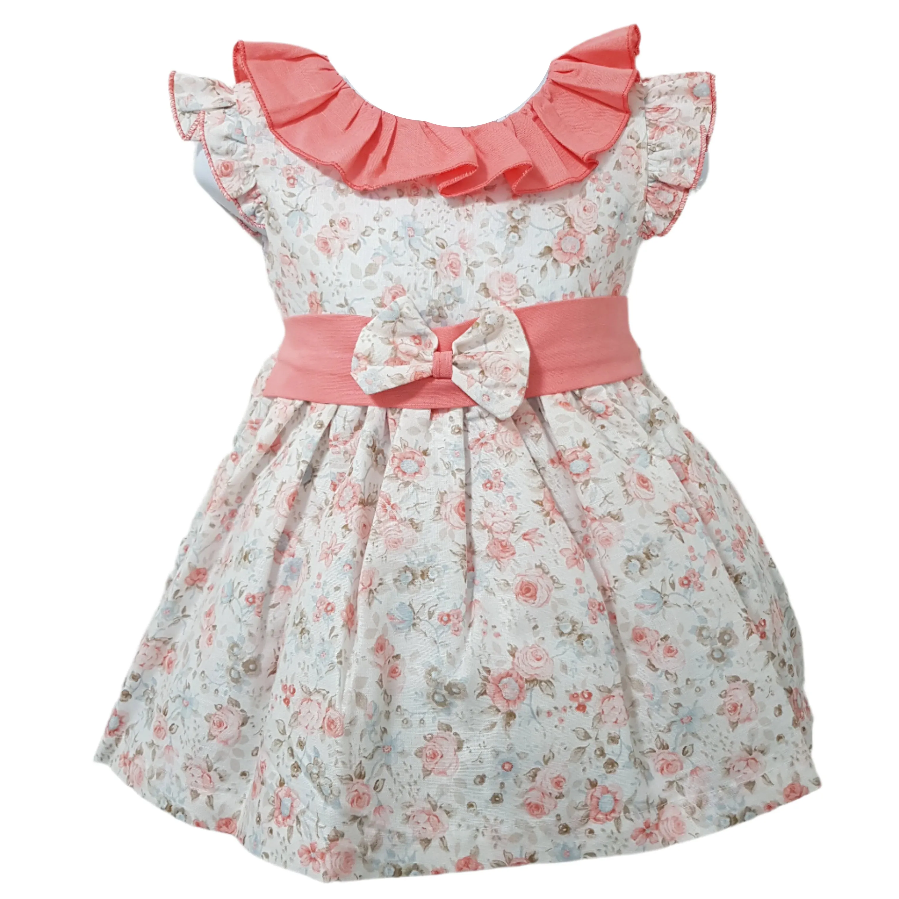 Baby Ferr Older Girls Peach Floral Dress