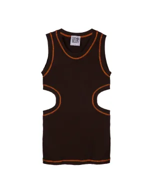 BACKLESS TANK DRESS - BROWN/ORANGE