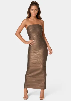 Bandage Strapless Foil Maxi Dress