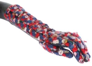 Blue Leather Multicolor Long Gloves
