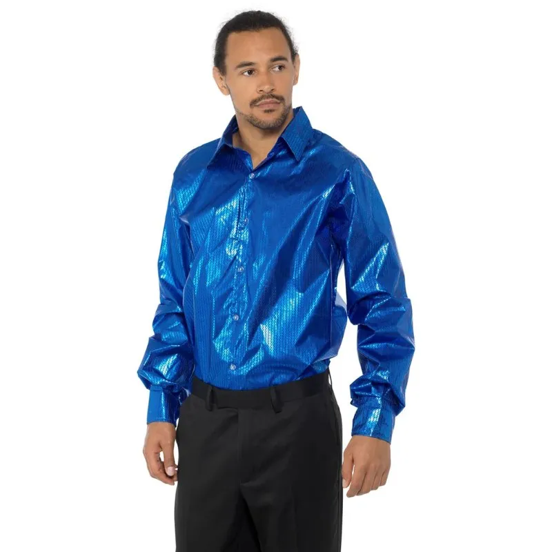 Blue Sequinned Disco Shirt