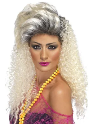 Bottle Blonde 80's Crimped Quiff Mullet Wig