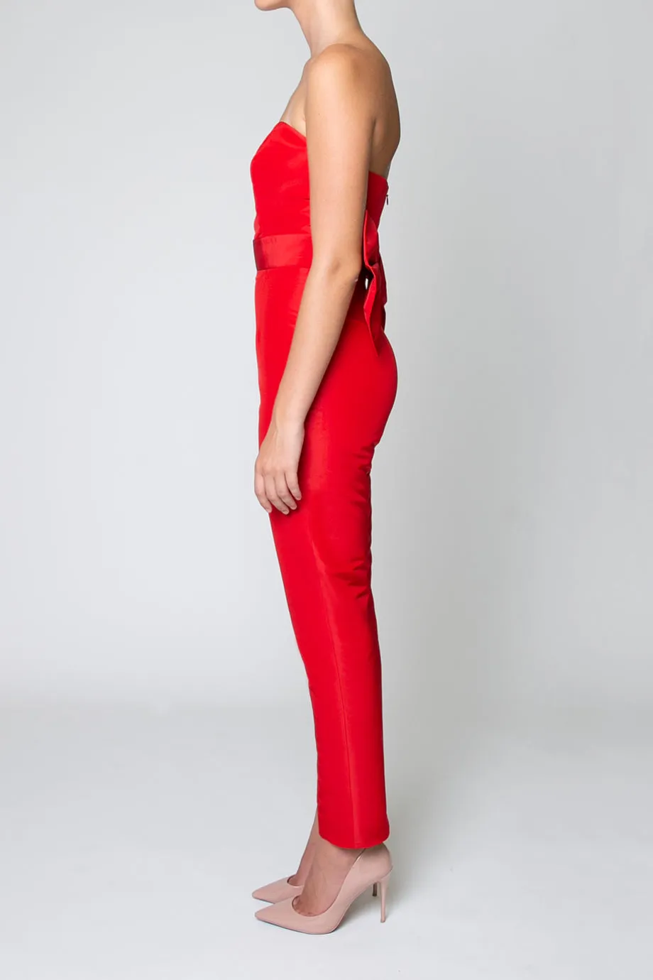 Bow Back Silk Faille Jumpsuit