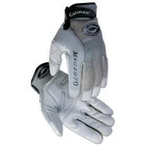 Caiman 2970 Deerskin Padded Palm Knuckle Protection Mechanics Gloves, Small, Gray, 2970-S