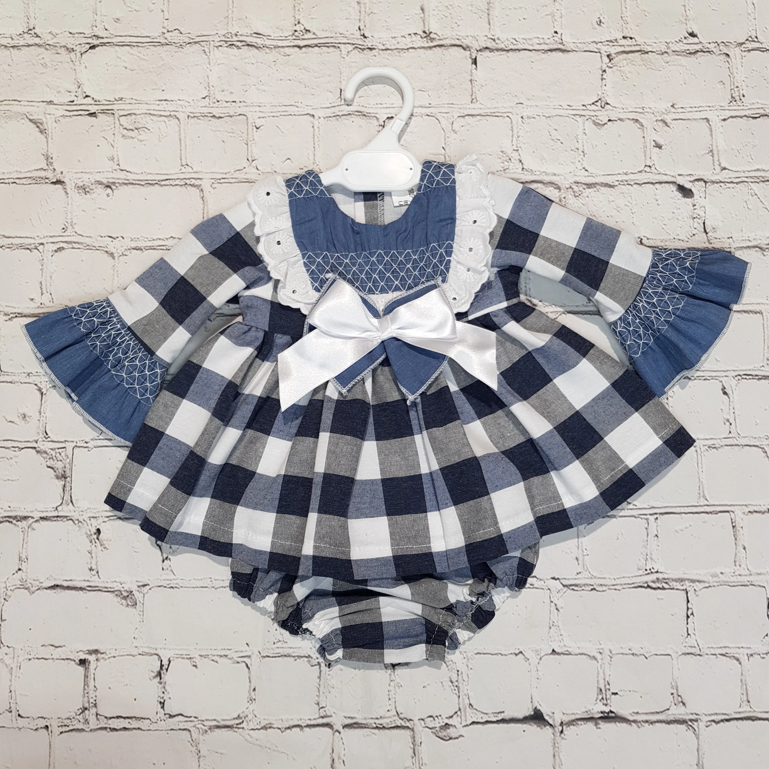 Ceyber Baby Girls Dark Blue Check Dress