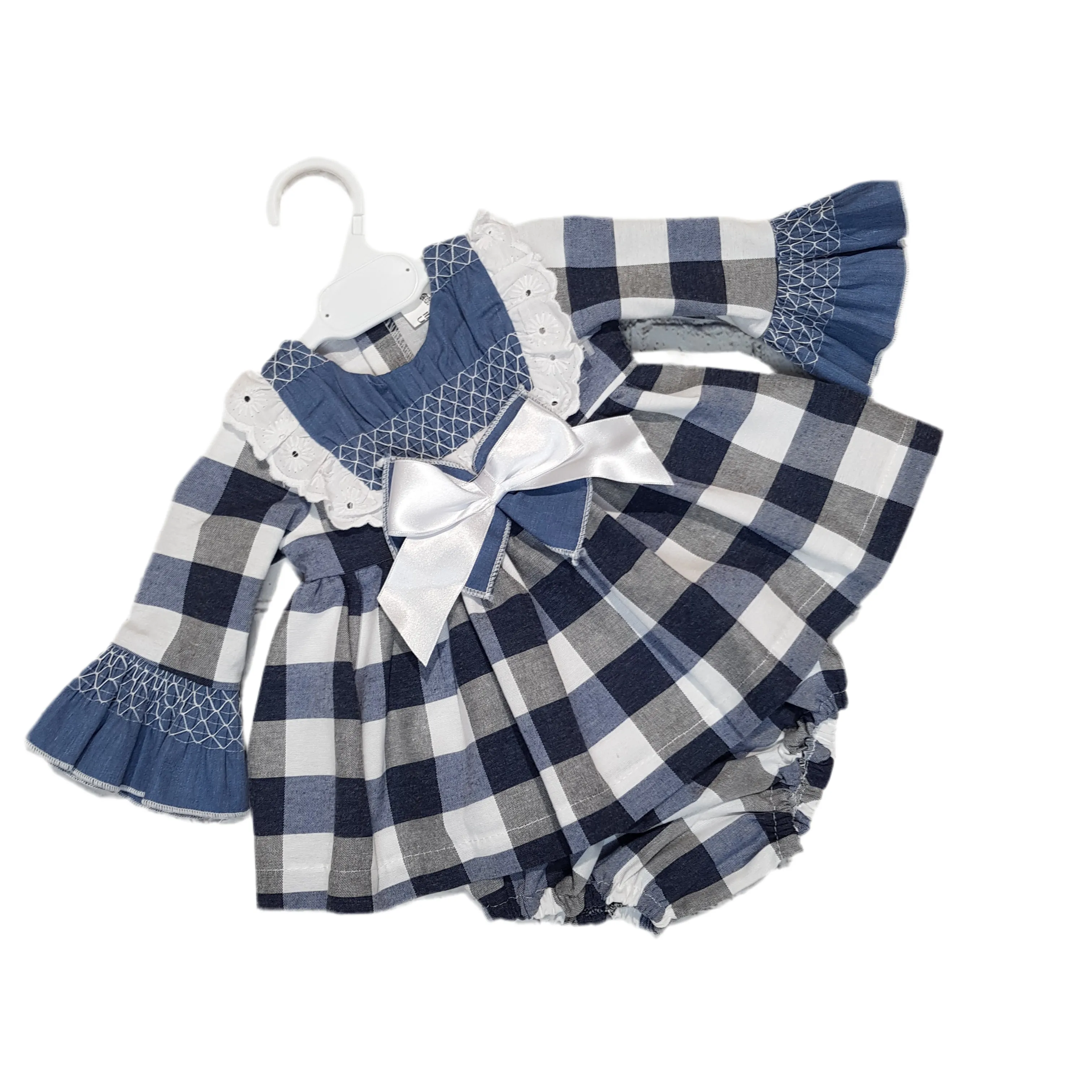 Ceyber Baby Girls Dark Blue Check Dress