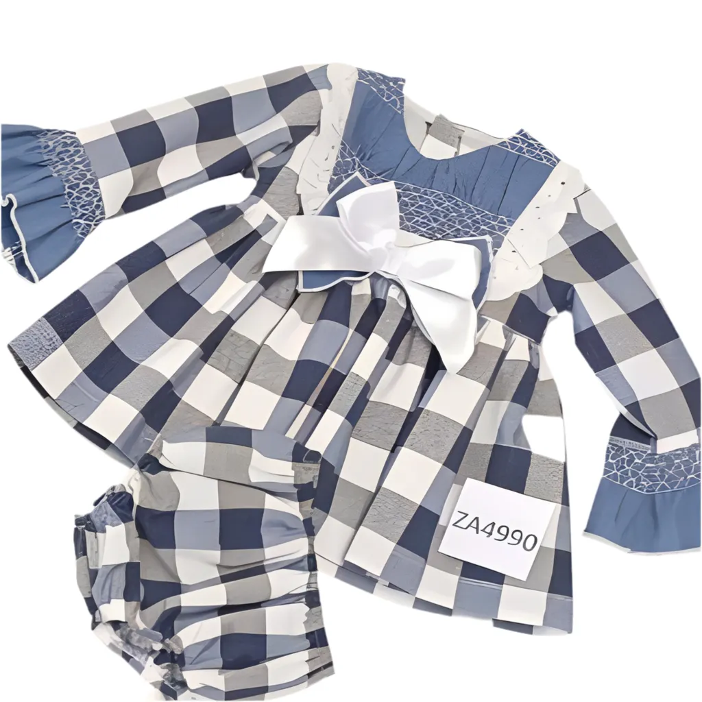 Ceyber Baby Girls Dark Blue Check Dress