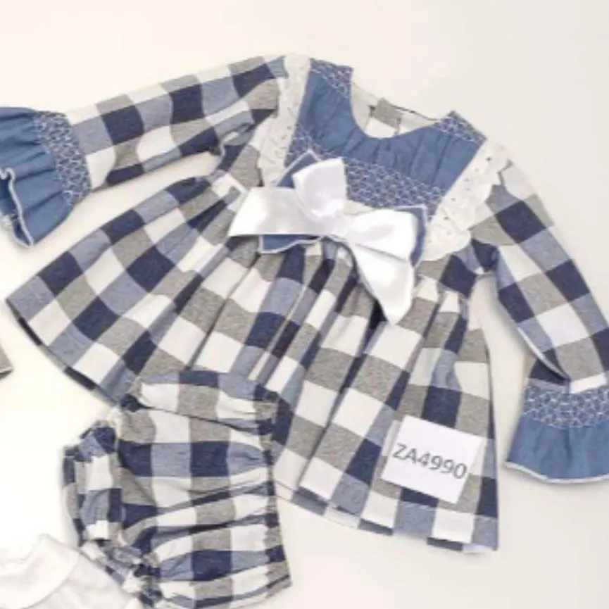 Ceyber Baby Girls Dark Blue Check Dress