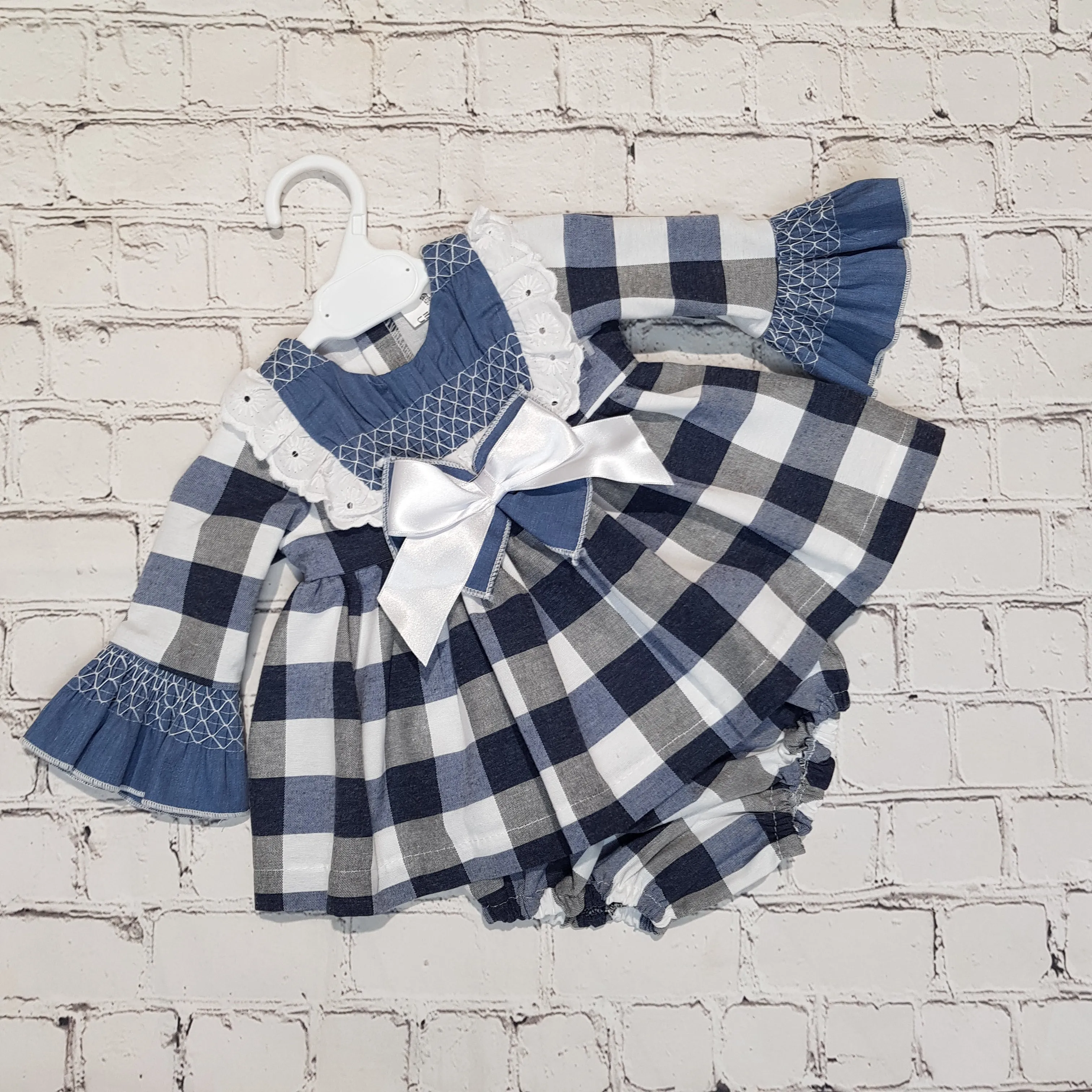Ceyber Baby Girls Dark Blue Check Dress