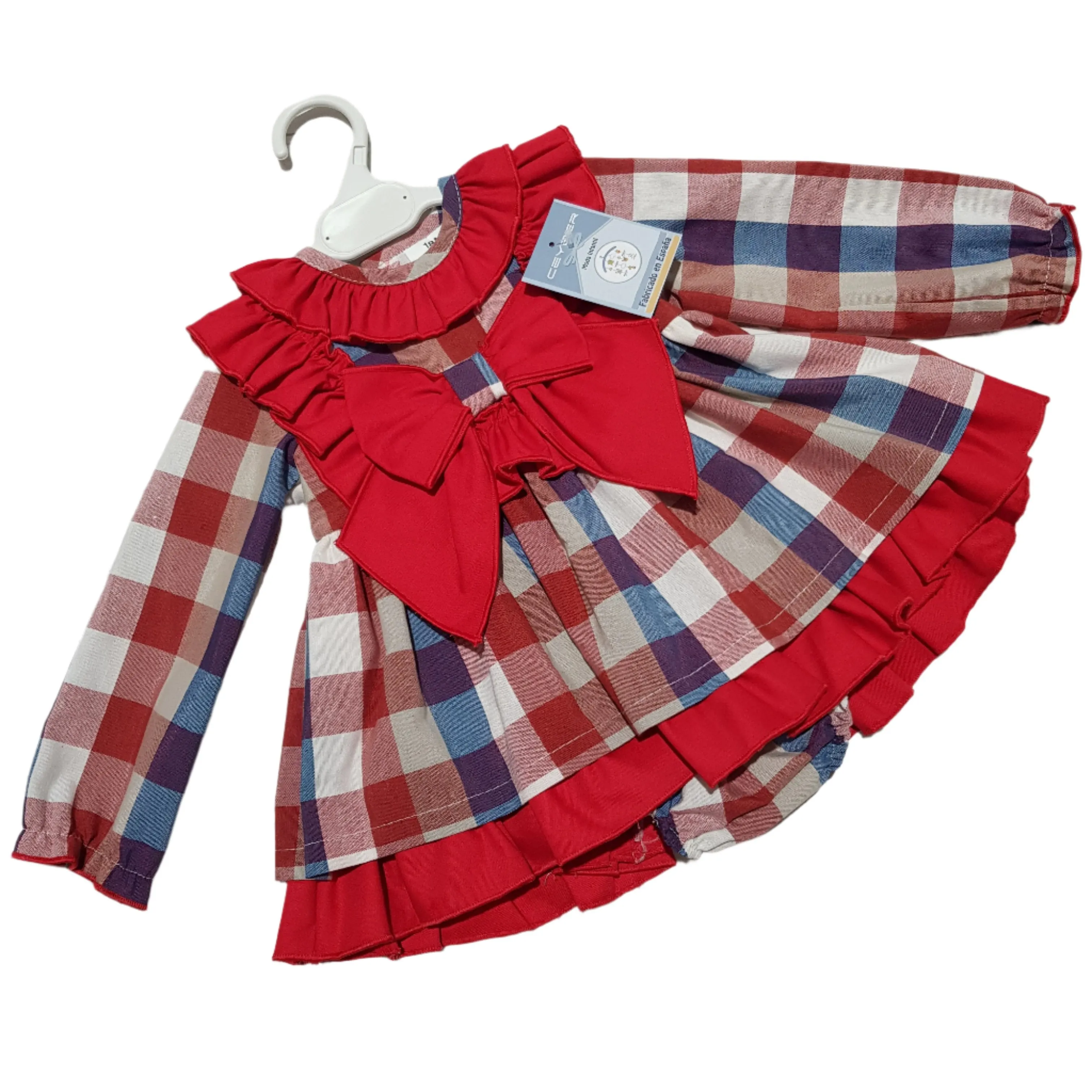 Ceyber Baby Girls Red and Blue Check Dress