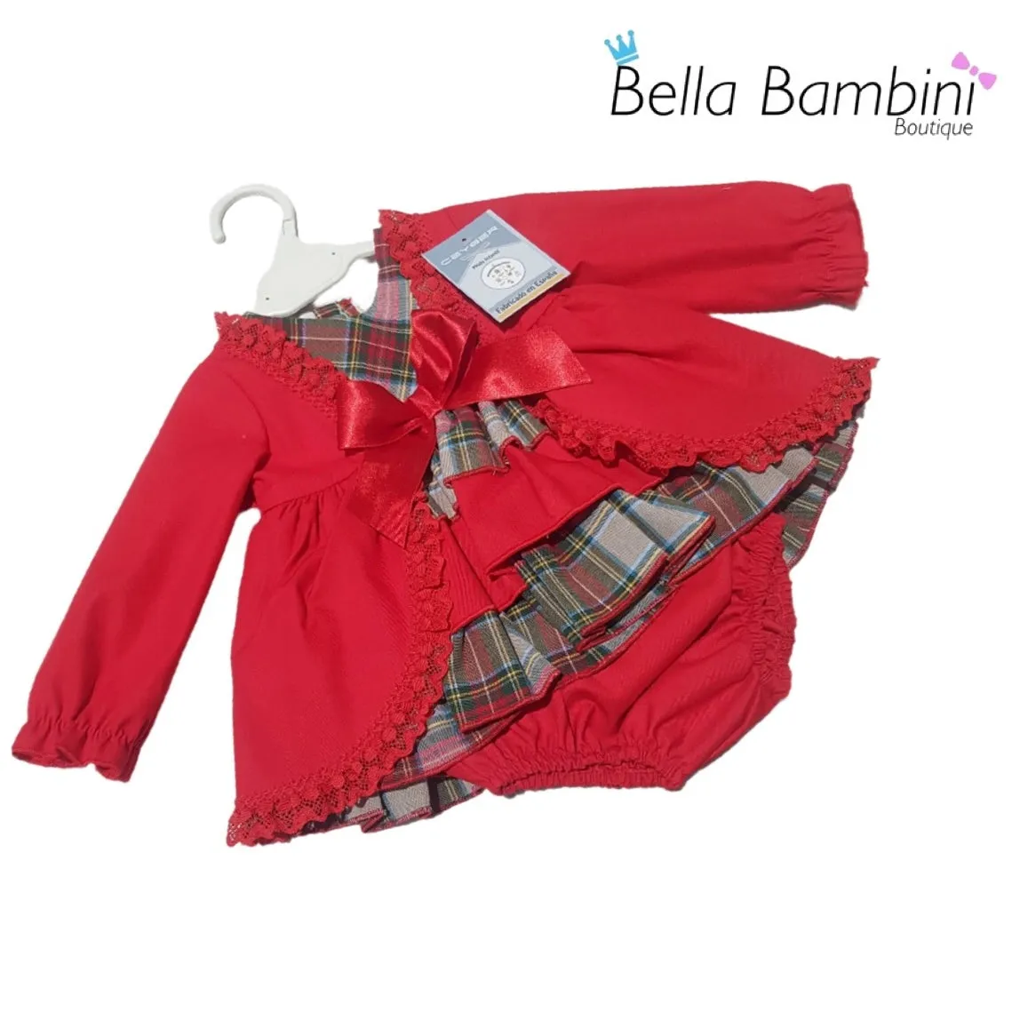 Ceyber Baby Girls Red and Tartan Dress