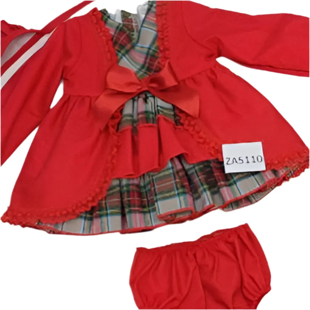 Ceyber Baby Girls Red and Tartan Dress
