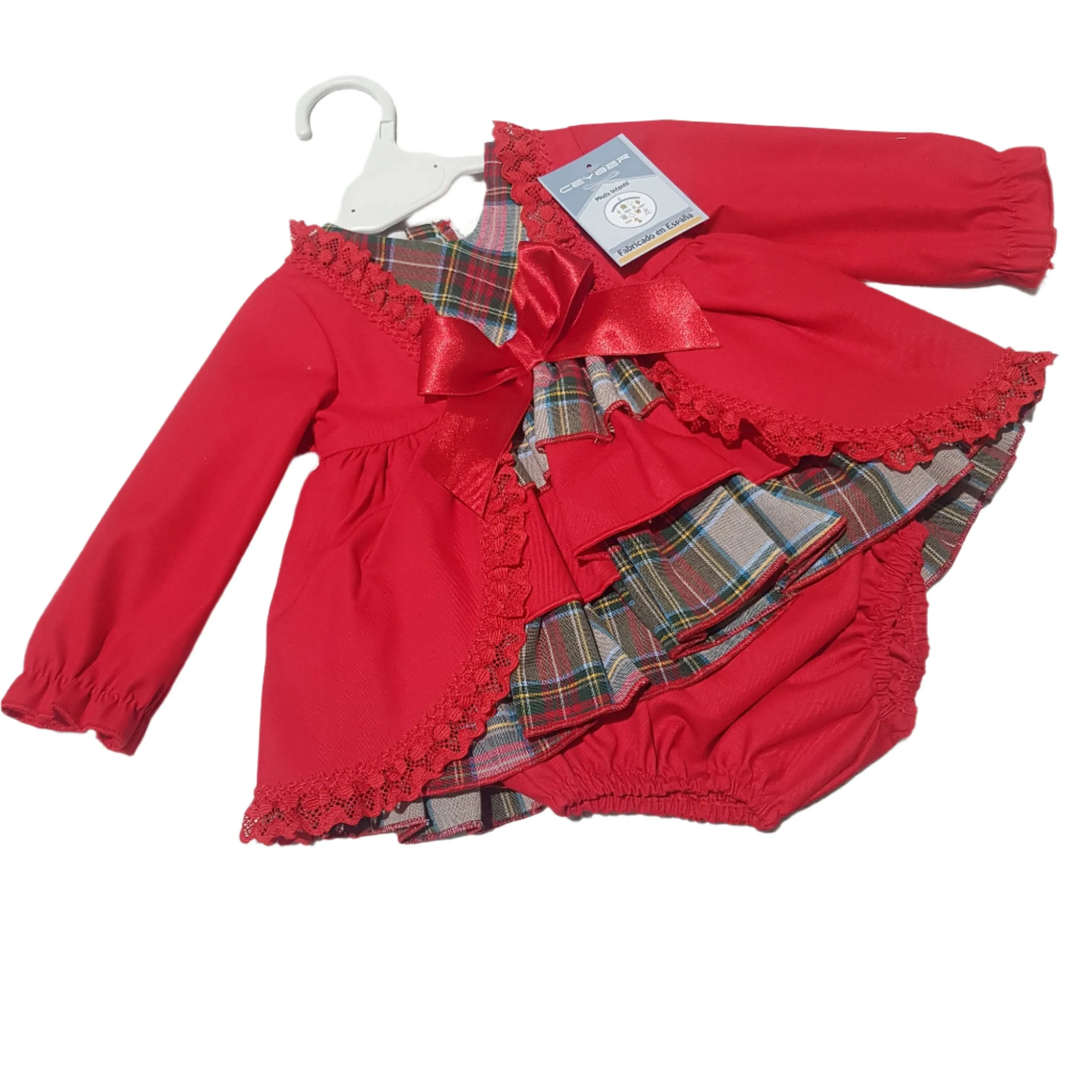 Ceyber Baby Girls Red and Tartan Dress