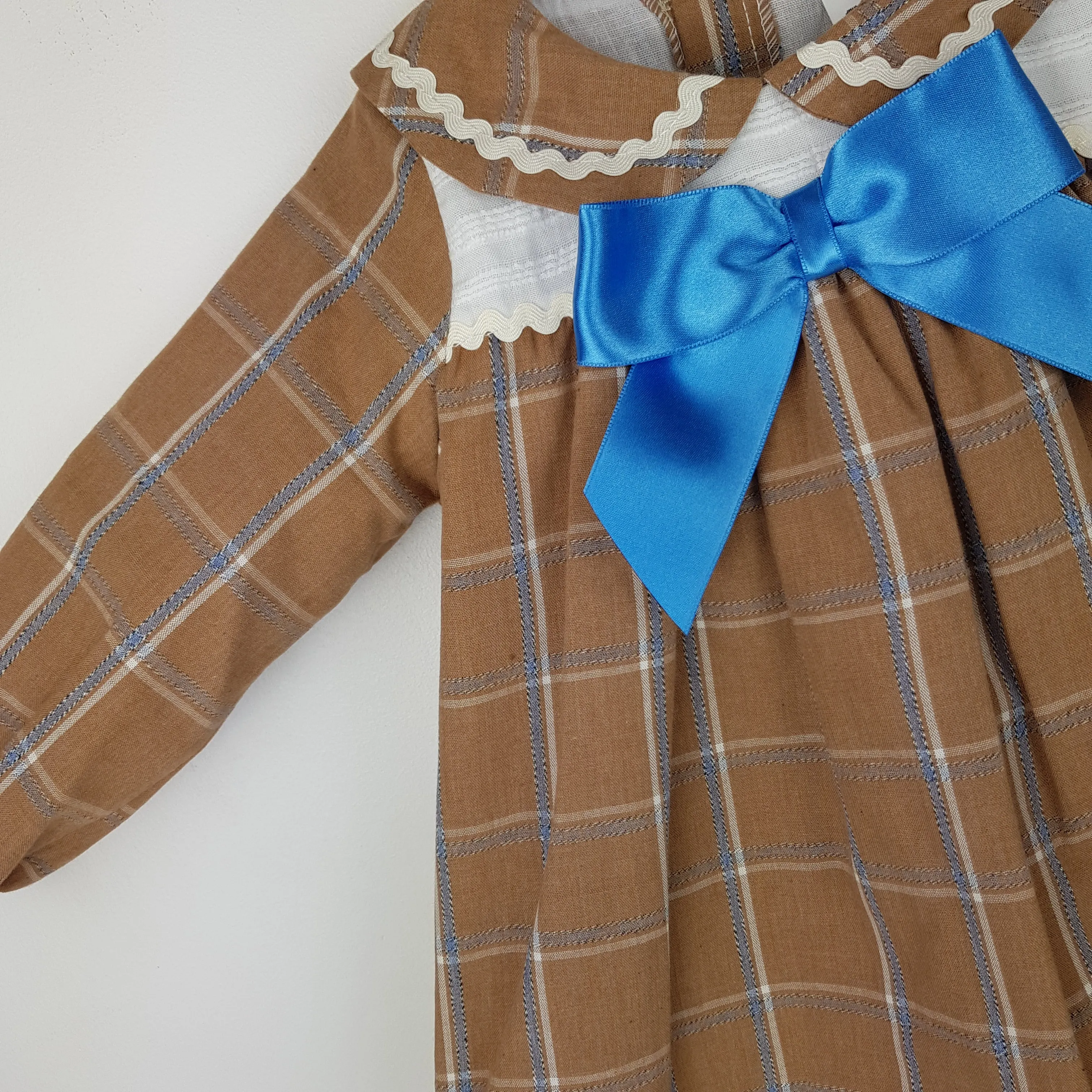 Ceyber Baby Girls Tan Check Dress 3M-36M