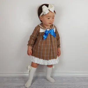 Ceyber Baby Girls Tan Check Dress 3M-36M
