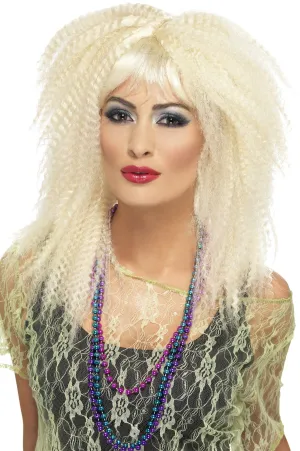 Crimped 80's Blonde Trademark Big Hair Wig