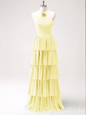 Daffodil Layer A-line Halter Evening Gown Maxi Long Evening Party Prom Dresses ,WGP1211