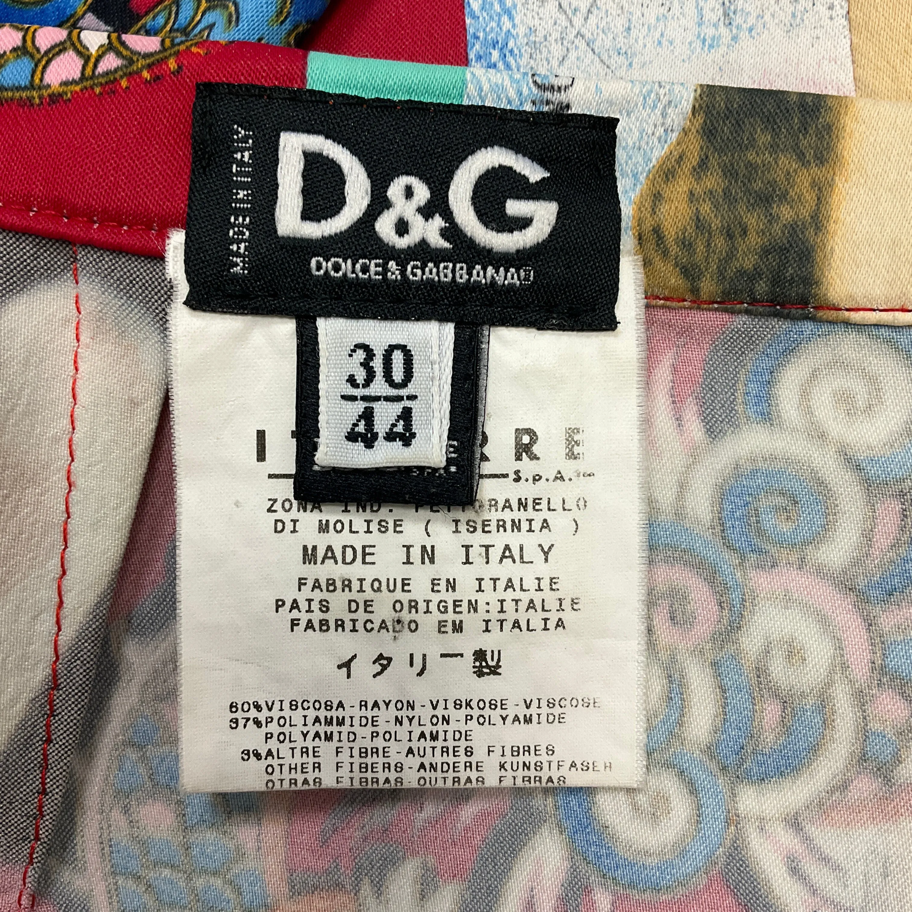 Dolce & Gabbana Vintage Red Printed Crepe Pencil Skirt