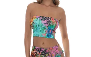 Double Knotted Side Cut Out Crop-Asymmetrical Waist Cut Out Skirt