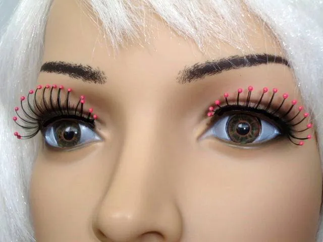 Droplets Pink False Eyelashes Black