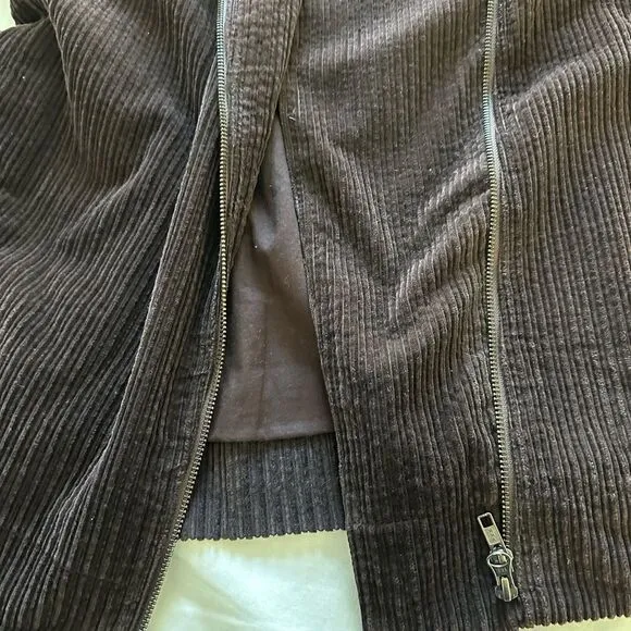 Eileen Fisher Corduroy Jacket Asymmetrical Zipper Brown Womens S