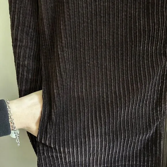 Eileen Fisher Corduroy Jacket Asymmetrical Zipper Brown Womens S