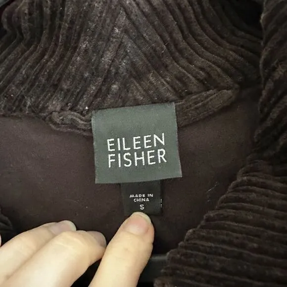 Eileen Fisher Corduroy Jacket Asymmetrical Zipper Brown Womens S