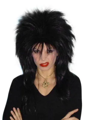 Elvira Black 80's Wig Spiky Layered Party Costume Halloween Mullet