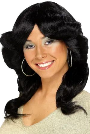 Farrah Flick 70s Disco Layered Wavy Black Wig