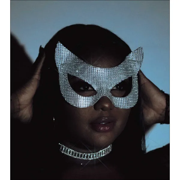 Faux Rhinestone Cat Mask - Silver