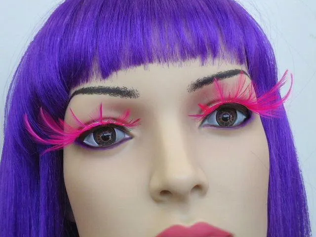 Feathers False Eyelashes Long Pink
