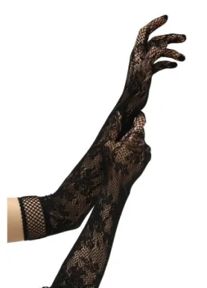 Flower Lace Opera Gloves Black