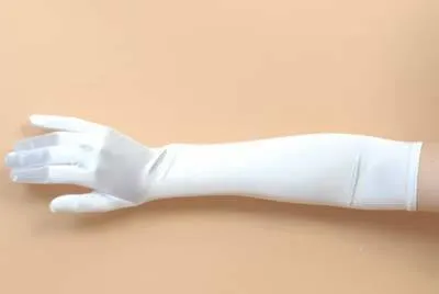 Formal White Long Satin Quality 1920's Stretchy Costume Gloves