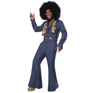 Funky Blue Denim Men's 1970's Disco Costume