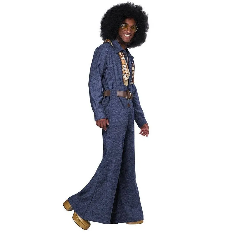 Funky Blue Denim Men's 1970's Disco Costume