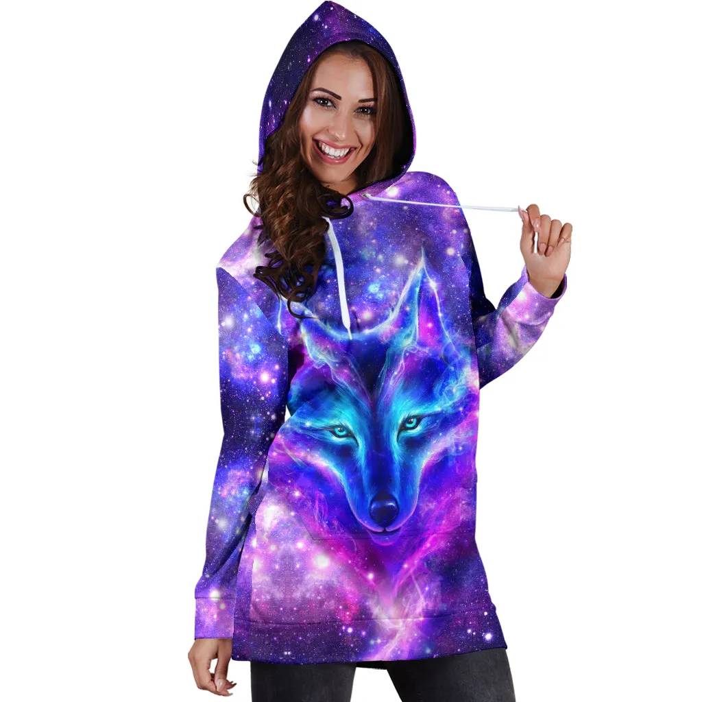 Galaxy Wolf - Hoodie Dress