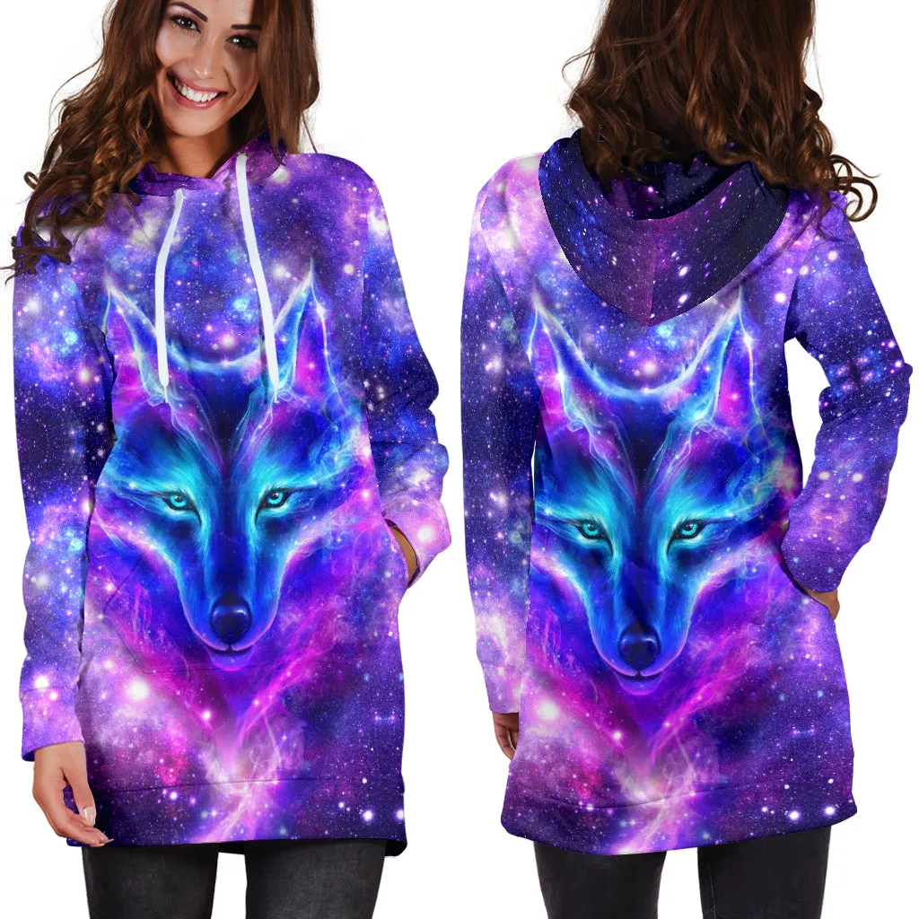 Galaxy Wolf - Hoodie Dress