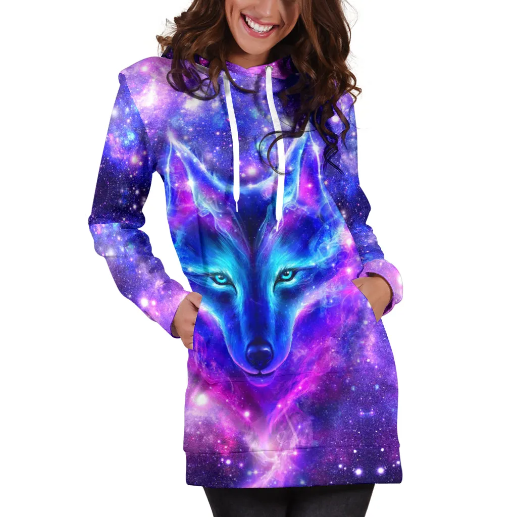 Galaxy Wolf - Hoodie Dress