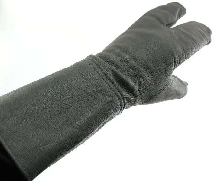 German Military Cycle Leather Gloves 2 - Finger Germany Medium Med M Gauntlet