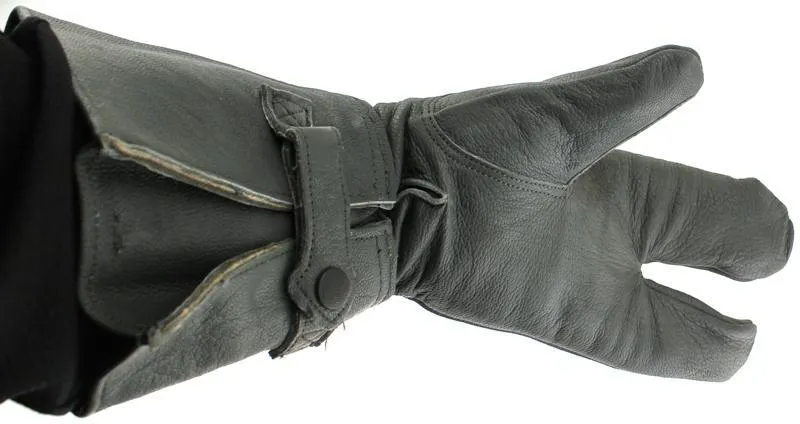 German Military Cycle Leather Gloves 2 - Finger Germany Medium Med M Gauntlet