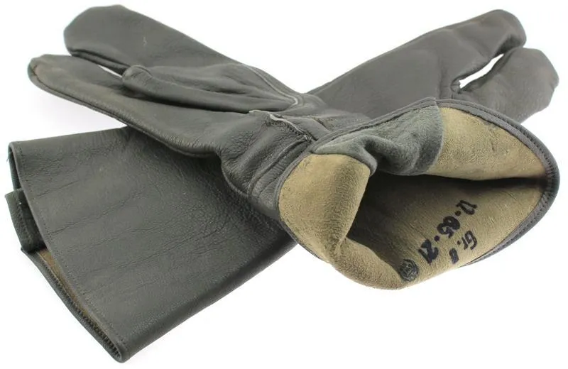 German Military Cycle Leather Gloves 2 - Finger Germany Medium Med M Gauntlet