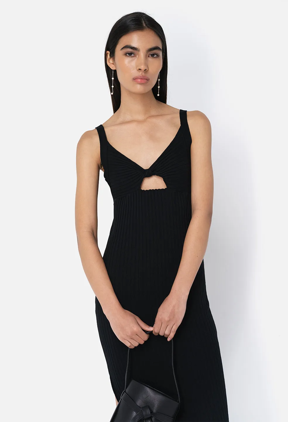 Ginza Rib Twist Dress / Black