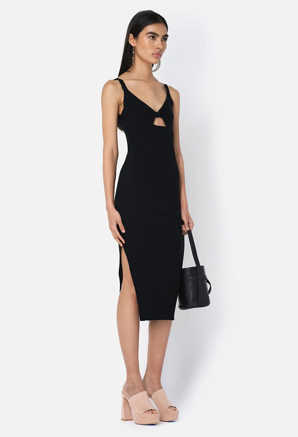 Ginza Rib Twist Dress / Black