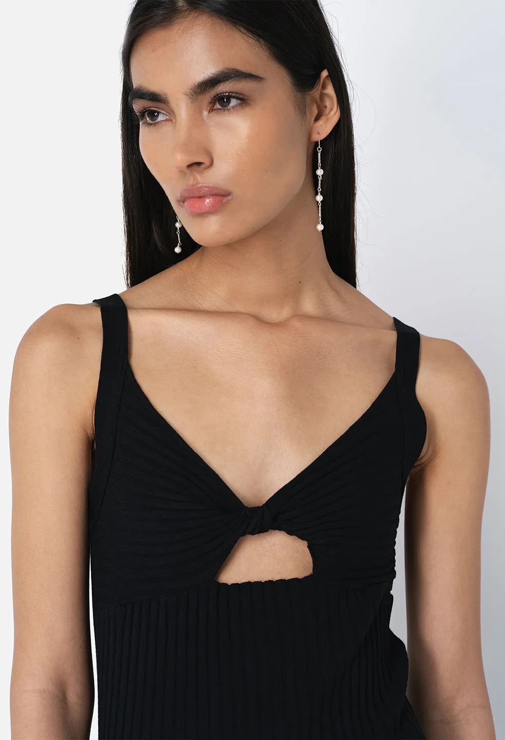 Ginza Rib Twist Dress / Black